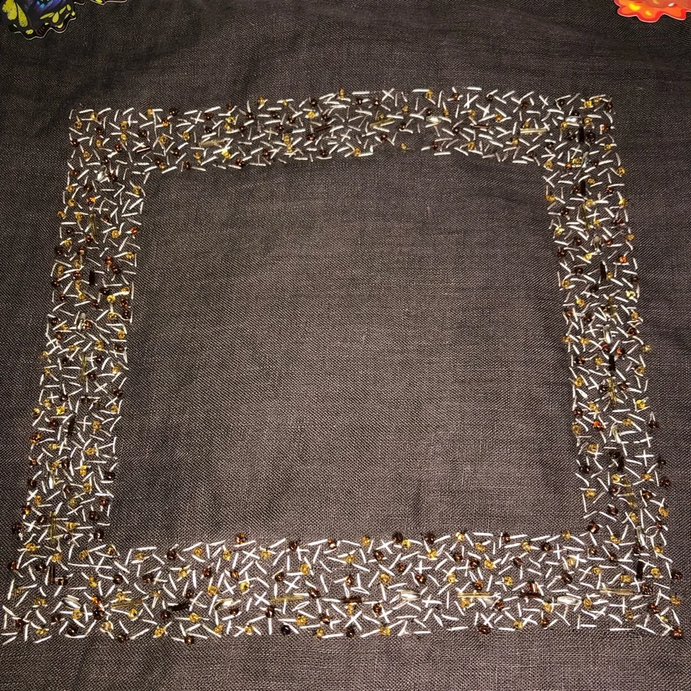 West Elm Linen Beaded Accent Pillow Cover, pre-owned, pet/smoke free home